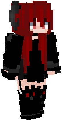 Red Hair Demon Black Kitty Boots - slim Minecraft Skins Demon, Minecraft Skins Hair, Minecraft Skins Red, Red Eyes Anime, Black Hair Red Eyes, Minecraft Skins Female, Minecraft Skins Aesthetic, Capas Minecraft, Minecraft Girl Skins