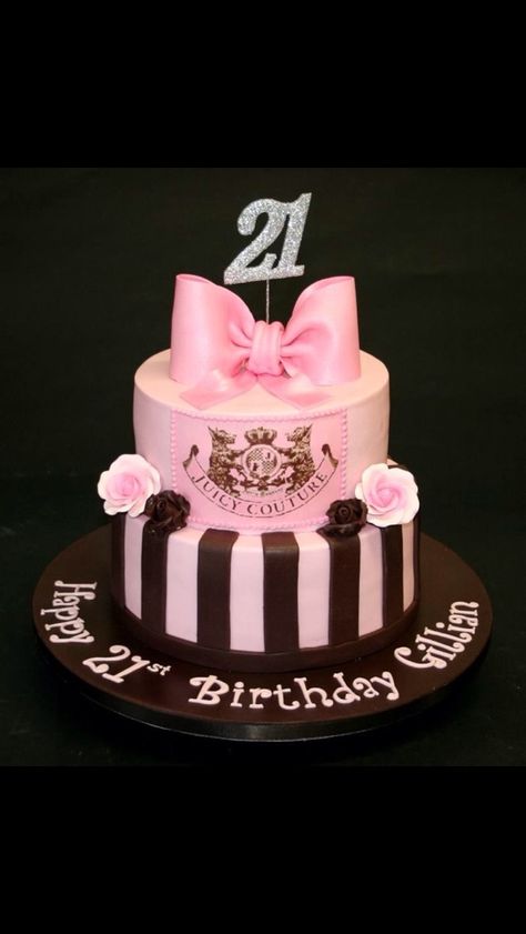 My 21st cake @2nice2slice #juicycouture Juicy Couture Birthday Cake, Juicy Couture Birthday Party Ideas, Juicy Couture Cake, Juicy Couture Birthday, Wedding Upstyles, 21st Cake, Couture Cakes, Heart Shaped Cakes, Cute Desserts