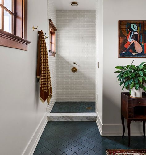 The 1904 — Jamie Haller Jamie Haller, Craftsman Style Interiors, Craftsman Remodel, Craftsman Tile, Dream Shower, Primary Bathroom, Apartment Renovation, Bathroom Shower Tile, Basement Bathroom