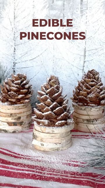 Shamara Latham / UGC Creator / Recipes / DIYs on Instagram: "EDIBLE PINECONES 🌲 Pretty decor or yummy treat? How about both!!!?! Frosted pinecones are so pretty this time of year but edible ones add such a fun element! You can make them short and fat or tall and skinny. Just be creative! 🌲 Did I trick you? Let me know in comments! ❄️ ❄️ SUPPLIES: Chocolate cereal (I used Chex) Pretzel rods (large) Powdered sugar Peanut butter putty: 1 cup peanut butter, 1 cup powdered sugar 1/4 cup cocoa powde Edible Pinecones Recipe, Edible Pinecones, Christmas Pretzel Rods, Christmas Baking Easy, Baby Shower Cake Decorations, Chocolate Cereal, Winter Centerpieces, Winter Treats, Baking And Pastry