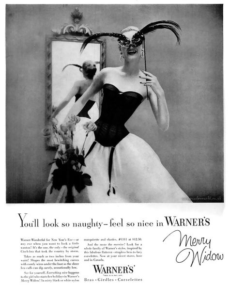 Warner’s “Merry Widow” Lingerie Masked Woman, Girls Corset, Merry Widow, Print Magazine, Print Ad, Vintage Magazine, Vintage Lingerie, Print Ads, Bra Women