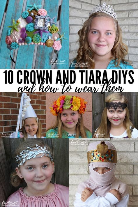 10 DIY Crowns Tiaras Plus How to Wear Them!  I love crowns. Every year on my birthday, (January 23rd, for those of you keeping track) I w... How To Make Tiara, Diy Crowns, Princess Birthday Party Favors, Diy Birthday Crown, Diy Fairy Wings, Diy Tiara, Crowns And Tiaras, Diy Elastic, Make A Crown