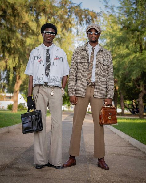 I go harder when I’m w/ my hommie. Styled by @osei_21 @_junior_.berry 🤞🏾 📸> @anumideas . . . . . . . . . . . . . . . . . . . . . . . . . . . #modelsearch #fashionblogger #vintage #modeling #fashionista #modellife #fashioninterestgram #oldschoolstyle #oldschoolstyle #oldschool #scouts #scoutme #scouting #modelingagency Mens Vintage Aesthetic, 90s Luxury Fashion, High End Fashion Men, Uk Fashion Mens, Business Casual Outfit Men, Button Down Shirt Outfit Men, Black Men’s Fashion, Vintage Photoshoot Men, Fashion Inspo Men