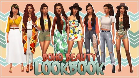 Sims 4 Boho Clothes, Sims 4 Boho Cc Clothes, Sims 4 Boho Cc, Sims Fits, Boho Lookbook, Sims 4 Wedding Dress, Sims Lookbook, Cc Clothing, Clothes Cc