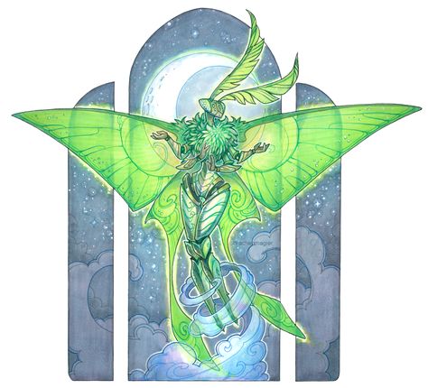 Lunar Moth Humanoid, Spelljammer Art, Moth Humanoid, Moth Character, Lunar Moth Tattoo, Moth Drawing, Moth Art Print, Moth Tattoo Design, Lunar Moth