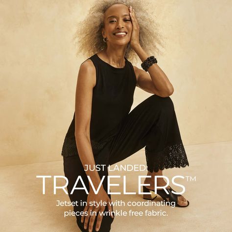 Chico’s Travelers Outfits, Chicos Travelers Outfits, Wrinkle Free Clothes, Chicos Fashion, Travel Clothing, Travel Clothes Women, Travel Pants, Travel Shirts, Free Travel