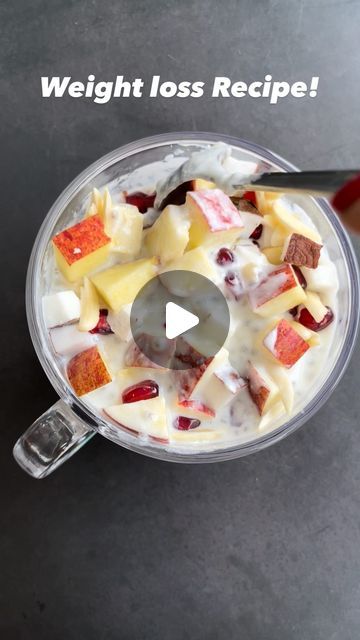 Arti Sahani | Learn Lively on Instagram: "#weightloss NO COOKING REQUIRED✅ Have it as your breakfast or lunch or as pudding😍😋

Please name this beautiful healthy recipe ?? 

Super yummm & Quick!

Ingredients & nutritional Info- 
1/2 cup low fat curd/yogurt- 67.4cal
1/2 tbsp chia seeds- 23.3cal
(Soak for overnight) Chia seeds are highly nutritious. They’re packed with fiber, protein, omega-3 fatty acids, and various micronutrients.

100g apple- 59cal
1 tbsp fresh coconut- 22.2cal
3 soaked almonds- 22.3cal
2 tbsp pomegranate- 18cal
1 tsp honey- 22.3cal (optional) or add sweetener of choice 
Pinch of salt

Total calories 235
Protein 7.4g
Fats 8.2g
Fiber 7g
Carbs 33.8g

Note- you can add any fruit of your choice and can also add soaked oats in it to make it more wholesome and if you want an Overnight Chia Seeds, Chia Seed Yogurt, Soaked Oats, Chia Oatmeal, Overnight Chia, Soaked Almonds, Fresh Coconut, Yogurt Bowl, Nutritious Diet