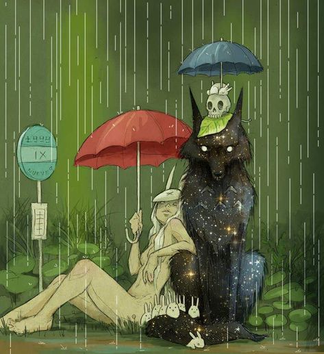 Chiara Bautista, Under An Umbrella, Art Et Illustration, Arte Fantasy, Art And Illustration, Arte Horror, Bunny Girl, On The Ground, Pics Art