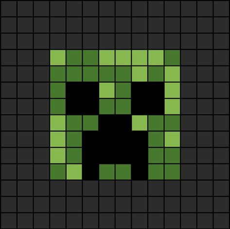 A pixel art template of a creeper's face from Mine-craft the video game.

This is in-accurate and has only 2 shades of green. Minecraft Creeper Pixel Art, Pixel Skateboard, Pixel Pictures Easy, Video Game Pixel Art Grid, Easy Pixel Art Minecraft, Perler Beads Video Games, Pixel Art Pattern Characters, Minecraft Kandi Pattern, Minecraft Graph