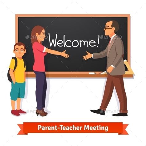 Teacher and Parent Meeting in Classroom by IconicBestiary | GraphicRiver Teacher Meeting, Parent Teacher Relationship, Walden University, Parent Teacher Meeting, Parent Teacher Communication, Parents Meeting, Back To School Night, Parent Communication, School Night