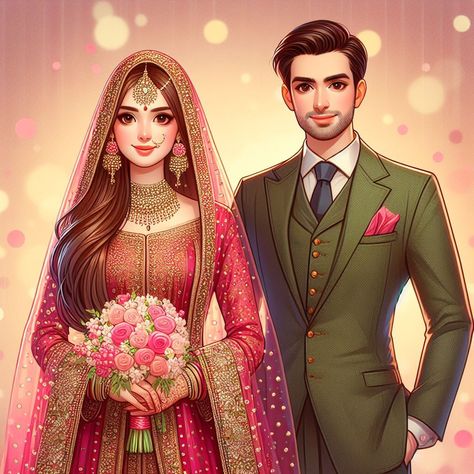 Animated Wedding Couple, Wedding Couples Poses, Blue Animation, Animation Couple, Couple Illustration Wedding, Wedding Couple Cartoon, Illustration Wedding, Ring Ceremony, Punjabi Couple