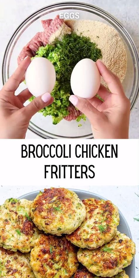 Chicken Fritters, Makanan Rendah Kalori, Resepi Biskut, Broccoli Chicken, Resep Diet Sehat, Healthy Baby Food, Health Fitness Nutrition, Resep Diet, Health Dinner