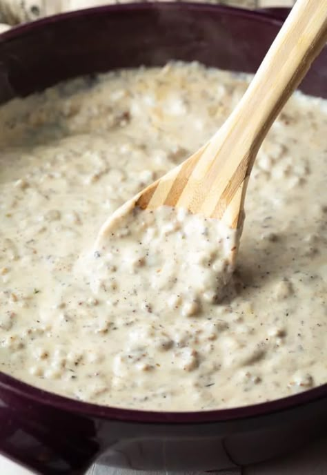 How To Make Sausage Gravy Easy, Easy Biscuits And Gravy Recipe, Pork Sausage Gravy And Biscuits, How To Make Gravy For Biscuits, Country Gravy Recipe Sausage, How To Make Biscuits And Gravy, How To Make Sausage Gravy, Best Biscuits And Gravy Recipe, Easy Breakfast Gravy