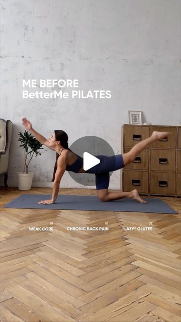 @lessie.fitness on Instagram: "Roll out your mat and try full Pilates workouts on the BetterMe app! Say hello to a stronger core, posture power, and more flexible and energized you ❤️

Install now at the link in the bio 📲" Stronger Core, Pilates Workouts, More Flexible, Strong Core, Pilates Workout, Back Pain, Say Hello, Pilates, On Instagram