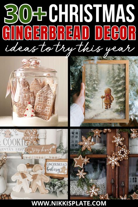 30 Gingerbread Christmas Decor Ideas You Will Love! - NP Christmas Gingerbread Decor, Gingerbread Diy Crafts, Ginger Bread House Diy, Gingerbread Christmas Tree, Gingerbread Decor, Gingerbread Diy, Gingerbread Christmas Decor, Gingerbread House Decorations, Gingerbread Decorations