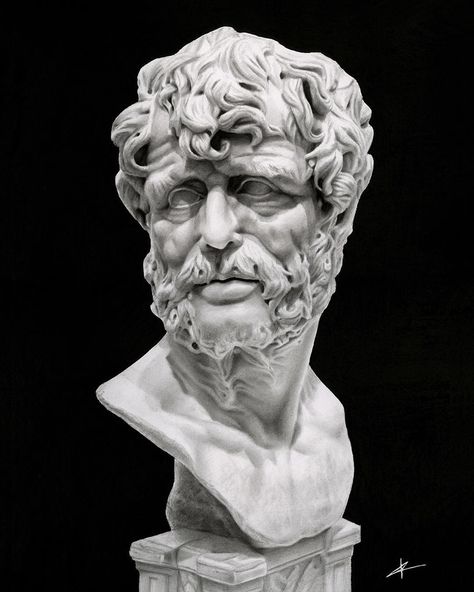 Philosophy Artwork, Aesthetic Statue, Monochrome Drawing, Stoic Philosophy, Prismacolor Art, In Harmony With Nature, What Others Think, Harmony With Nature, Greek Sculpture