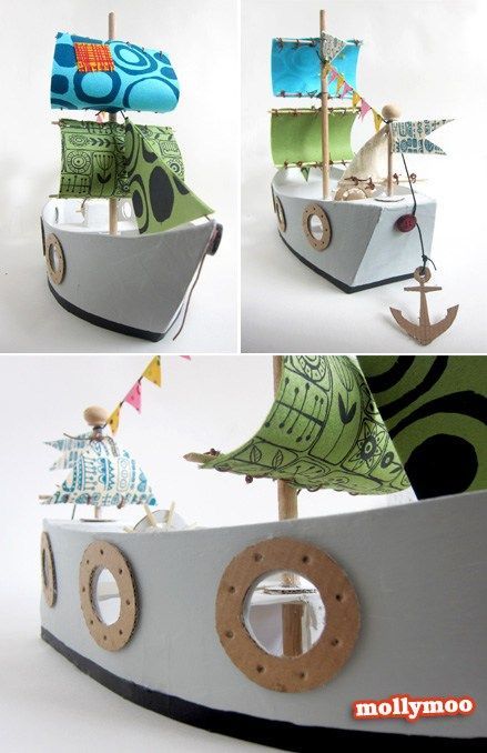 ¿Eres de los que guarda todas las cajas que encuentra? de zapatos, cacharros varios, televisor, nevera?? ¡¡Genial!! porque este fin de semana vas a necesitar todo el cartón que pilles, si hace falt… Cardboard Pirate Ship, Cardboard Boat, Decor Marin, Kids Party Crafts, Pirate Crafts, Cardboard Box Crafts, Cardboard Toys, Art Carton, Toy Boat