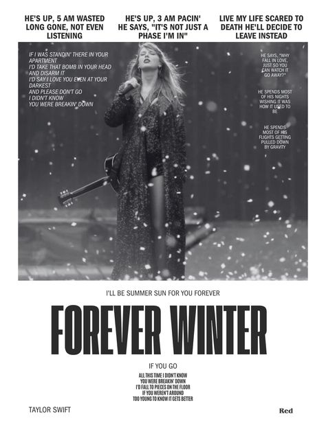 Forever Winter Taylor Swift, Winter Taylor Swift, Bridget Mendler, Forever Winter, Song Posters, Winter Poster, Bridgit Mendler, Red Era, Swift Wallpaper