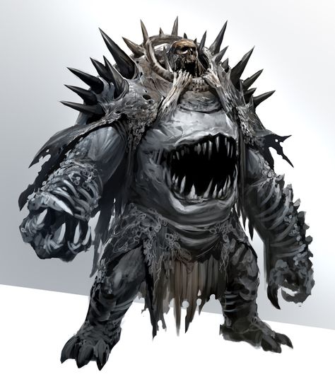 Hellknight of Gluttony, Karkodeo, are extremely durable monstrosities that will consume entire men whole on the battlefield, it is said it emits a horrible smell that can cause stomach pangs of hunger Creature Fantasy, Guild Wars 2, Heroic Fantasy, Cool Monsters, Guild Wars, Fantasy Beasts, 다크 판타지, Monster Concept Art, Fantasy Monster