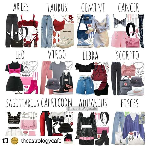 Aries Outfits, Zodiac Clothes, Pisces And Capricorn, Libra And Sagittarius, Zodiac Sign Fashion, Leo And Scorpio, Zodiac Signs Chart, Zodiac Signs Virgo, Harry Potter Outfits