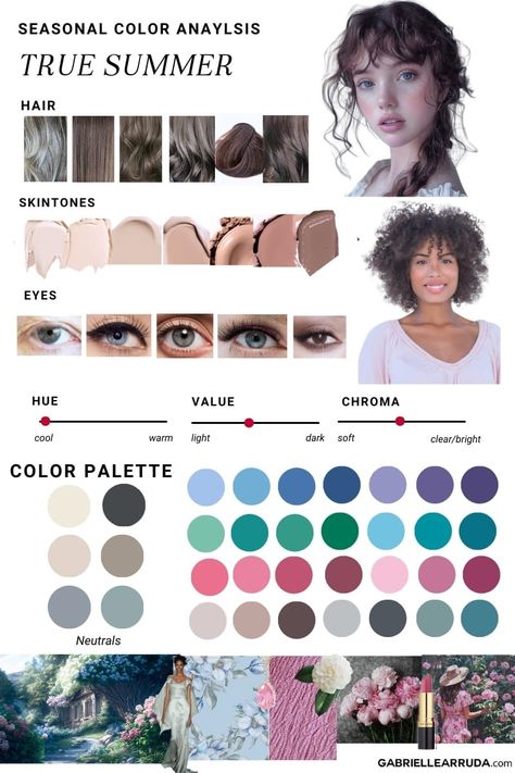 Soft Dramatic True Summer, Palette Summer Cool, Best Hair Colors For True Summer, True Summer Eyes, How To Find Your Color Palette, Soft Summer Color Palette Hair, Cool Summer Hair Colors, Soft Winter Color Palette, Warm Summer Color Palette