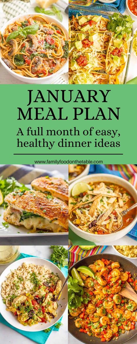 January Meal Plan, Dinner Menu Planning, Healthy Weekly Meal Plan, Weekly Dinner Menu, Meal Planning Menus, Food On The Table, Healthy Dinner Ideas, Healthy Family Dinners, Monthly Meal Planning