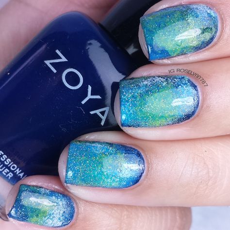 Earth Day Nail Art, Earth Day Nails Design, Earth Day Nails, China Glaze Fairy Dust, Funky Nail Art, Painted Nails, Seasonal Nails, Glamorous Nails, Holiday Nail Art