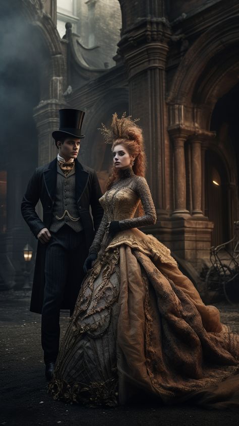 Victorian wedding created with AI by Amanda Church Fantasy Ship, Victorian Era Dresses, Fantasy Queen, Victorian Vampire, Victorian Romance, Victorian Aesthetic, Victorian Costume, Creature Artwork, Steampunk Wedding