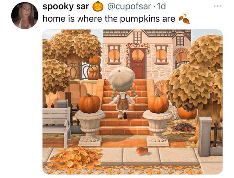 Animal Crossing September, Animal Crossing Island Inspiration Fall, Animal Crossing Fall Entrance Ideas, Acnh Fall Items, Fall Themed Animal Crossing Island, Acnh Fall Entrance, Fall Island Acnh, Fall Animal Crossing Ideas, Animal Crossing Fall Custom Designs