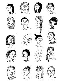 whimsically made: Women Pen Portraits Portrait Pen, Face Doodles, Fate Art, Doodle People, Human Sketch, Portrait Study, Women Portrait, Lino Art, 강아지 그림