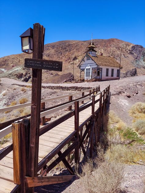 Old Briege and School House. Calico Ghost Town. Calico, CA. 2021 Calico Ghost Town California, Calico Ghost Town, California Towns, Western Town, Town Ideas, Dnd Campaign, Old Bridge, Western Aesthetic, Background Check