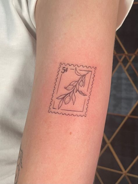 done by @samanthajanetattoos on ig :) Lemon Stamp, Stamp Tattoo, Lemon, Stamp, Tattoos