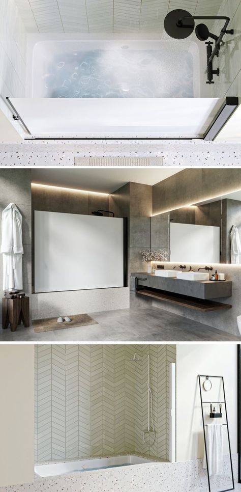 Tub Without Shower Curtain, Pull Down Shower Curtain, Alternative Shower Curtain Ideas, Curtain Shower Curtain, Alternative Shower Door Ideas, Retractable Shower Curtain, Retractable Shower Screen, Alternatives To Shower Curtains, Alternative To Glass Shower Doors