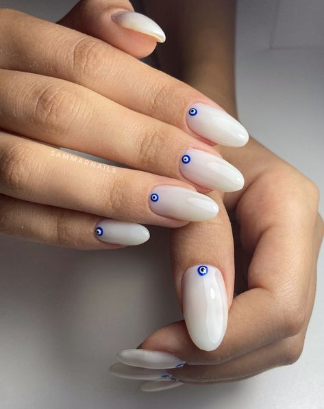 Unghie Malate, Evil Eye Nails, Hello Nails, Casual Nails, Glow Nails, Classy Acrylic Nails, Almond Acrylic Nails, Cute Gel Nails, Nails Only