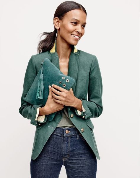 J Crew Looks, J Crew Outfits, Liya Kebede, J Crew Women, J Crew Style, Jcrew Women, Blazer With Jeans, Spring 2023, Dresses Shoes