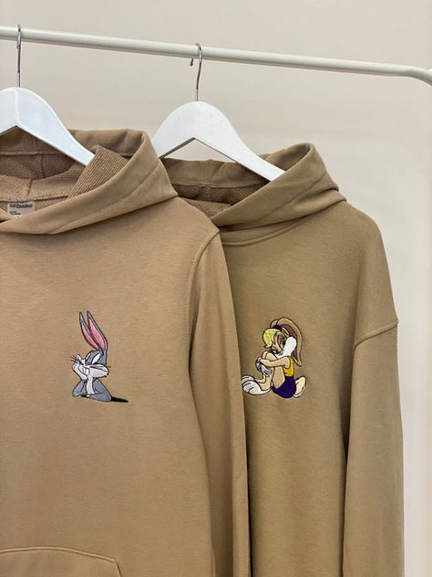 Matching Crewneck, Couple Clothing, Bunny Hoodie, Couple Matching Outfits, Matching Hoodies, Couple Set, Best Friend Outfits, Stylish Hoodies, Cartoon Rabbit