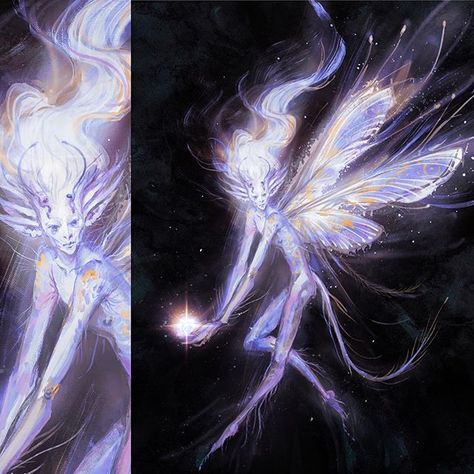 Ethereal beings, sprites.🖤 (I haven’t finished the other page yet.)✨#art #artwip #sketch #sketchbook #painting #fae #seelie #seeliecourt… Faerie Aesthetic, Seelie Court, Gust Of Wind, Sketchbook Painting, Cosmic Art, Nature Spirits, Forest Spirit, Mythological Creatures, Fantasy Artwork