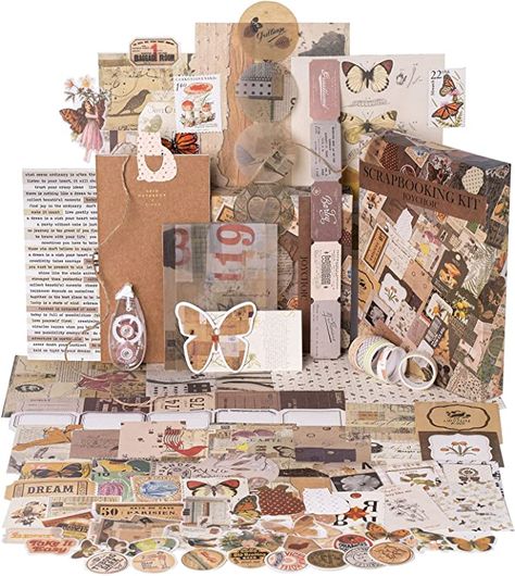 Amazon.com: JOYCHOIC Vintage Junk Journal Supplies Aesthetic Journaling Kit, Scrapbook Papers Quote Stickers TN Notebook Large Collection for Bullet Scrapbooking, Planner DIY Arts Craft Collage, Girls, Adults Supplies Aesthetic, Aesthetic Journaling, Vintage Scrapbook Paper, Vintage Scrapbooking, Journaling Kit, Planner Diy, Journaling Kits, Paper Bookmarks, Journal Supplies