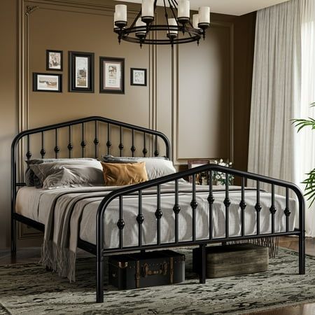 Goth Bedframes, Dark Academia Bedframe, Gothic Bed Frame, Vintage Metal Bed Frame, Victorian Bed Frame, Victorian Headboard, Cool Bed Frames, High Bed Frame, Gothic Bed