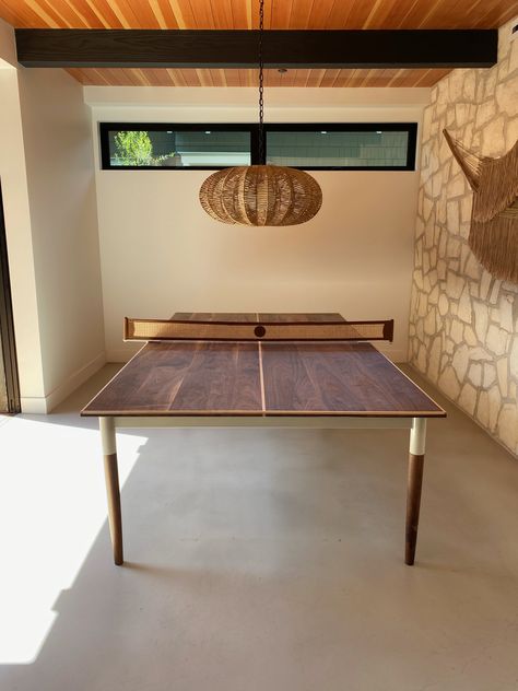 Wood Ping Pong Table, Ping Pong Table Ideas, Diy Ping Pong Table, Ping Pong Room, Canyon House, Custom Pool Tables, Garage Game Rooms, Home Game Room, Game Room Family