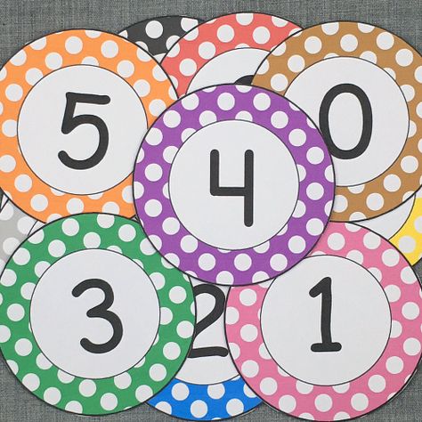 polka dot numbers for preschool and kindergarten Numbers In Circles Free Printable, Polka Dot Numbers, Preschool Labels, Classroom Posters Free, Polka Dot Letters, Numbers 1 100, Printable Circles, Free Printable Numbers, Student Numbers