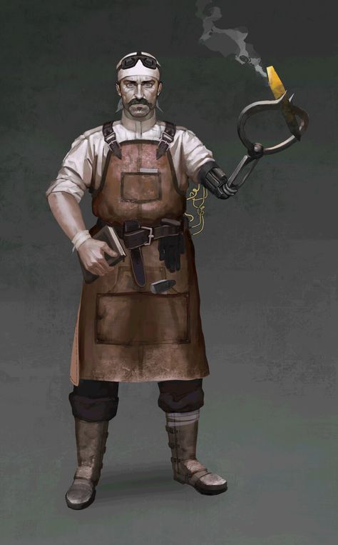 Steampunk Thief, Blacksmith Shop Fantasy Art, Fantasy Blacksmith Workshop Concept Art, Steampunk Blacksmith, Steampunk Workshop Concept Art, Principles Of Design, Blacksmithing, Fancy Dress, Design Process