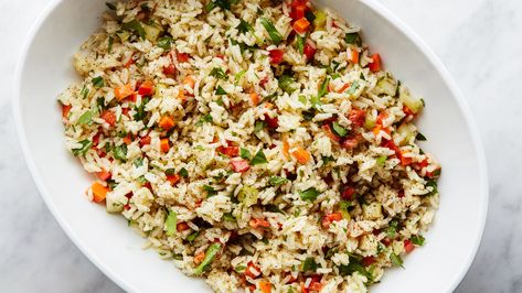 The World of Rice Salads Asian Rice Salad, Rice Salad Dressing, Rice Salads, Recipe For Rice, Sweet Potato Fritters, Rice Salad Recipes, Mark Bittman, Potato Fritters, Indian Dinner