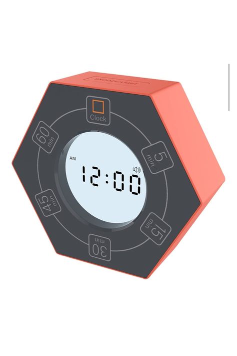 Hexagon Rotating Productivity Timer with Clock, Pomodoro Timer with 5,15, 30, 45, 60 Minute Presets, Timer for People with ADHD Pomodoro Timer, 60 Minutes, Free Delivery, Clock, Tools, Orange