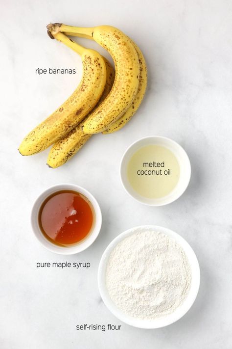 This healthy 4-ingredient banana bread recipe is quick and easy to make using self-rising flour to create a deliciously soft and fluffy texture. Without cake mix or baking soda, this is a simple, fuss-free recipe that's vegan-friendly and refined sugar-free! Don't let those overripe bananas go to waste! This recipe is a great way to use them up and enjoy a delicious treat at the same time. The riper the bananas, the sweeter and more flavorful your banana bread will be. Greek Yogurt Banana Bread, Hawaiian Banana Bread, Healthy Flour, Easy Banana Bread Recipe, Overripe Bananas, Fluffy Texture, Banana Bread Recipe, Self Rising Flour, Banana Healthy