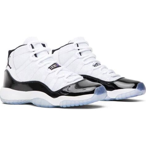 Get Your Hands On This Limited Edition Nike Air Jordan Retro 11 Xi Gs Concord 2018 In Size 4.5y. These Sneakers Are Perfect For Any Occasion, Whether It's Activewear Or Casual Attire. The High-Top Shoe Shaft Style, Lace-Up Closure, And Standard Shoe Width Provide A Comfortable And Secure Fit. The Outsole Is Made Of Rubber, Making It Durable For Long-Lasting Wear. These Sneakers Are Uniquely Designed With A Solid White Color, Black Accents, And The Iconic Jordan Logo. The Air Jordan 11 Model Has A Minimal Cushioning Level And Cone Heel Style, Perfect For Those Who Prefer A Flatter Shoe. Despite The Vintage Look, These Sneakers Were Manufactured In 2018, Making Them A Modern Twist On A Cla Jordan 11 Concord, Air Jordan Retro 11, Jordan Retro 11, High Top Shoe, Jordan Logo, Retro 11, Nike Air Jordan Retro, Jordan 11 Retro, Air Jordan Retro