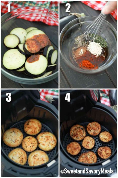 Air Fryer Eggplant - Sweet and Savory Meals Eggplant Recipes Air Fryer, Air Fryer Eggplant, Airfryer Recipe, Aubergine Recipe, Veggies Recipes, Homemade Tzatziki Sauce, Italian Recipes Dessert, Savory Meals, Inflammatory Diet