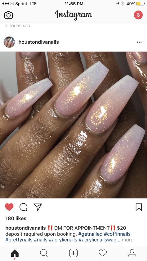 Nude Ombre Nails With Glitter, Champagne Nails Wedding, Glitter Ombre Nails Coffin, Bride Nails Wedding Elegant, Gold Ombre Nails, Nude Sparkly Nails, Beauty Basket, Glitter Fade Nails, Champagne Nails