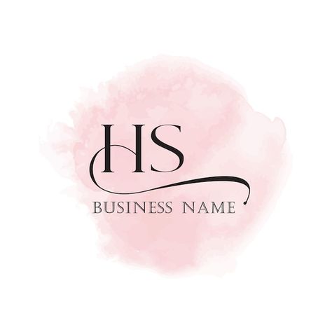 Hs Logo, Initial Logo, Logo Pink, Logo Floral, Watercolor Logo, Initials Logo, Pink Logo, Business Names, Premium Vector