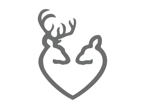 Buck and Doe Heart Stencil | CraftCuts.com Buck Silhouette, Deer Stencil, Doe Tattoo, Wood Inspiration, Stag And Doe, Heart Craft, Heart Stencil, Deer Tattoo, Buck And Doe